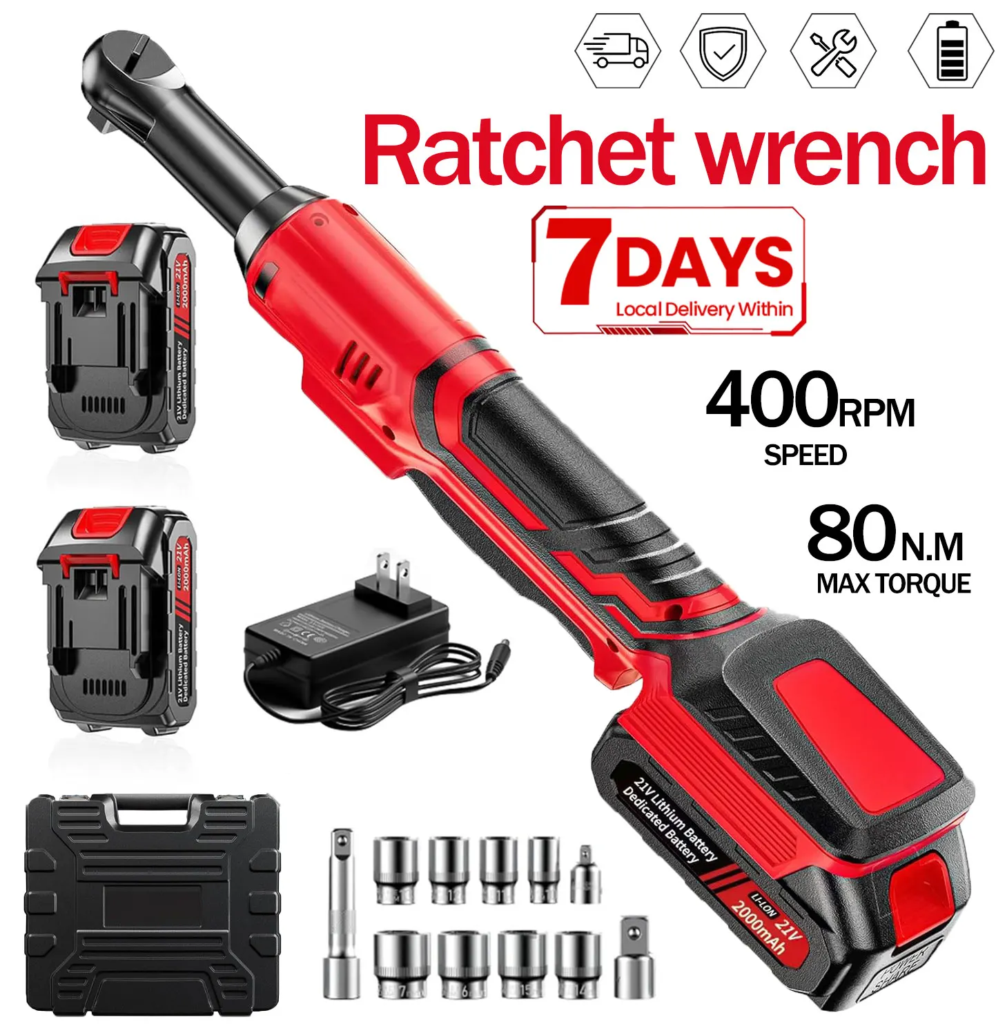 400RPM Electric Ratchet Right Angle Wrench 3/8 Inch Variable Speed 21V Cordless Power Tool for Home & Garage Nut Removal Tasks