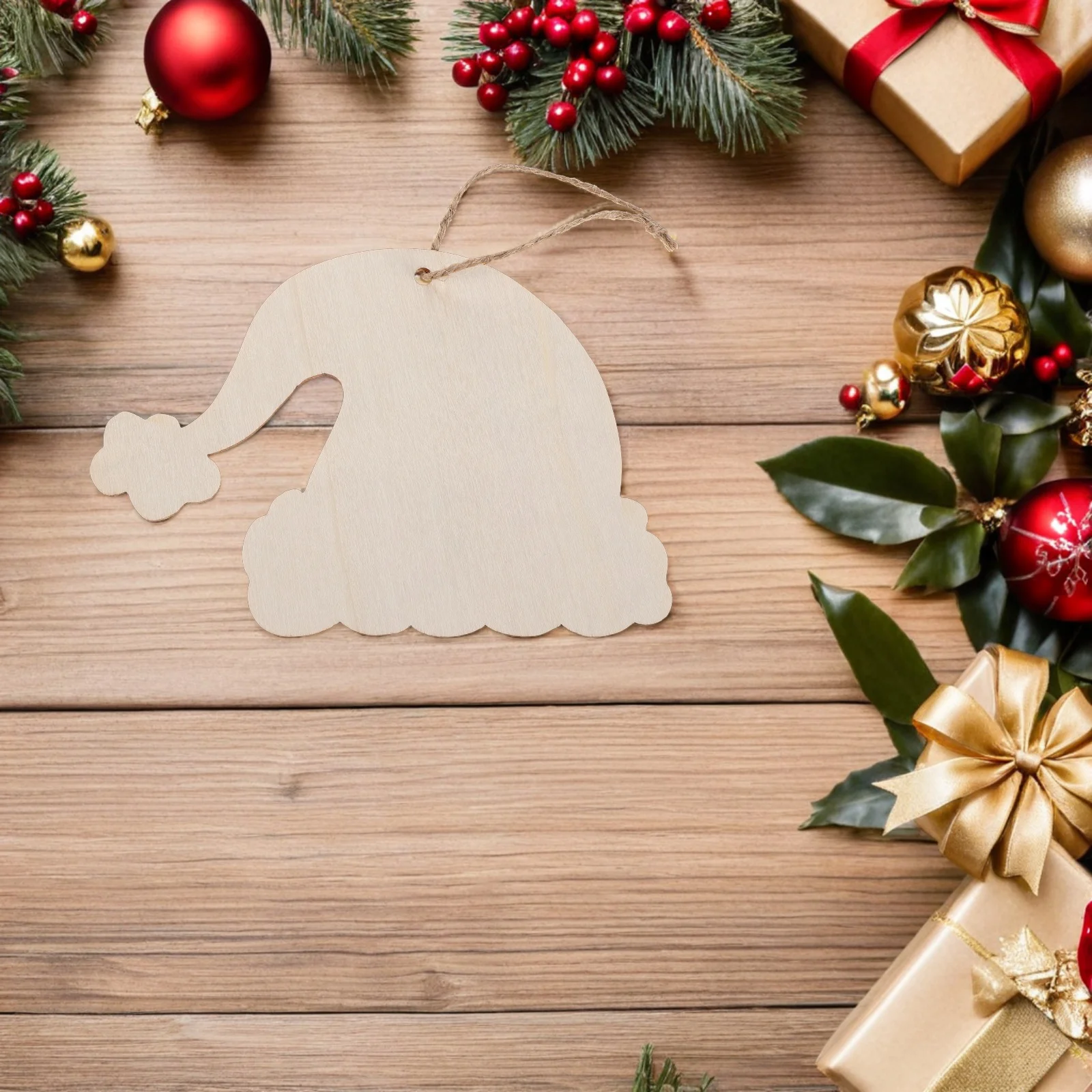 

20Pcs Wooden Santa Hat Ornaments Blank Christmas Tags Unfinished DIY Craft Cutouts for Holiday Decor Classroom Activities Rustic