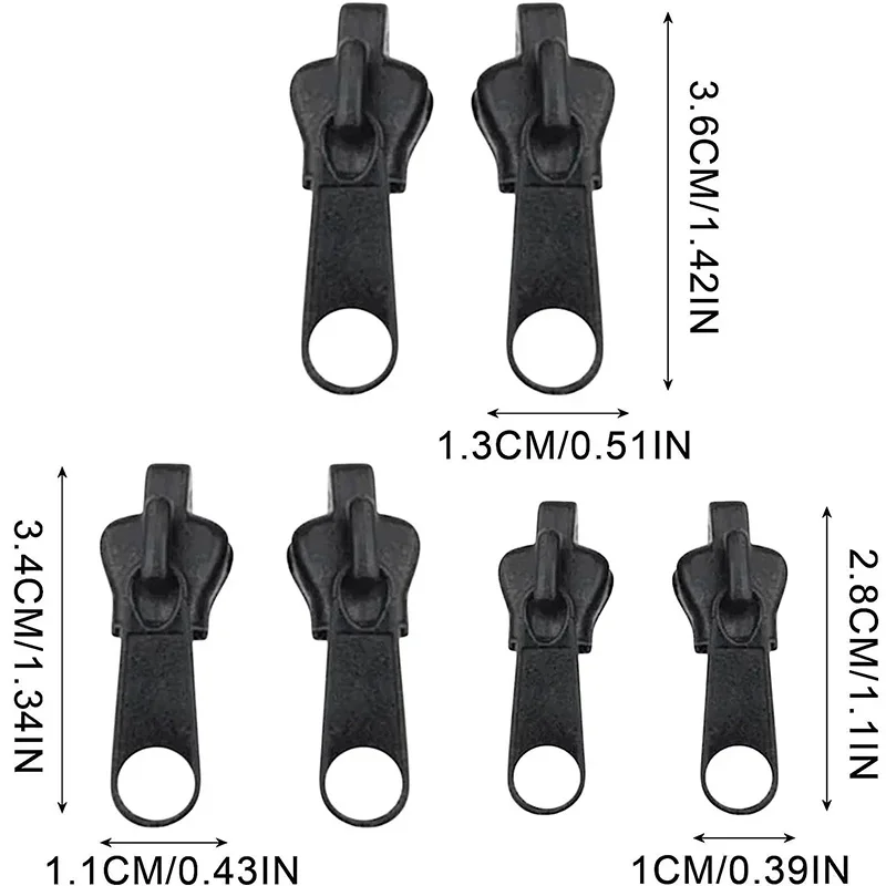 2/1 комплекта, универсальная застежка-молния для мгновенной молнии, замена слайдера, 3 размера, комплект для ремонта застежки-молнии «сделай сам», слайдер-молния для спасения зубов, застежка-молния