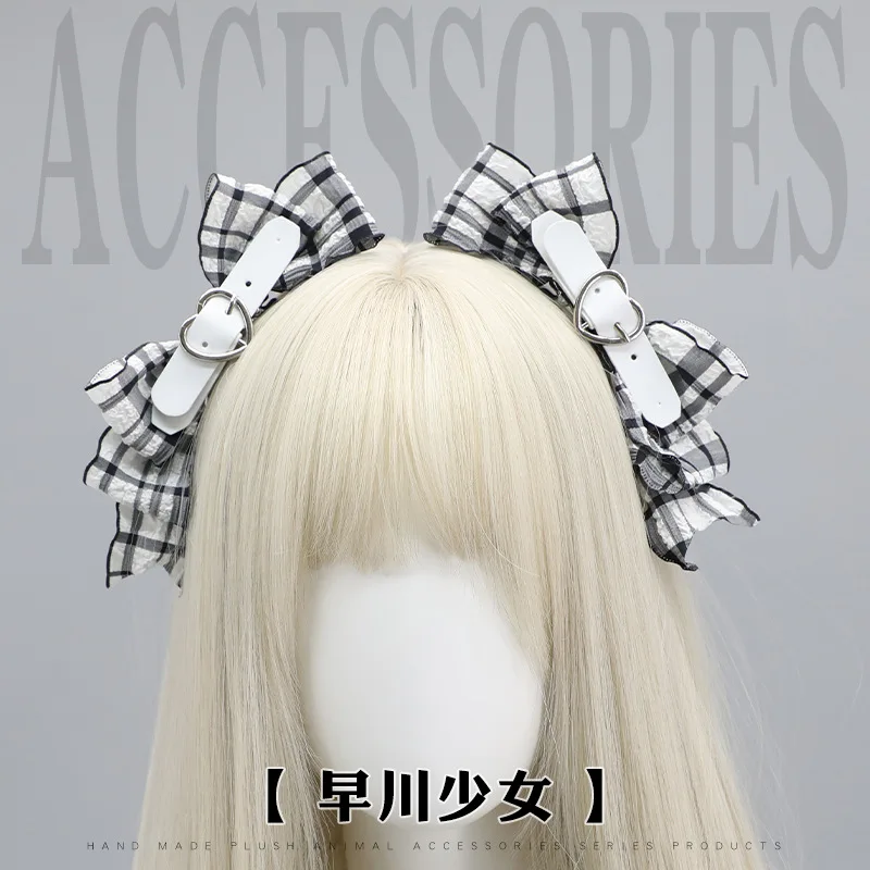 

【 1pair】grid hair clip goth hair accessories Hair bows girl y2k accessories hair pins girls item Hair buckle lolita cosplay JK