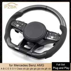 Carbon Fiber Steering Wheel Alcantara Vibration for Mercedes Benz AMG  A C E GLS GLA GLC GLE S C63 W204 W205 W206 W213