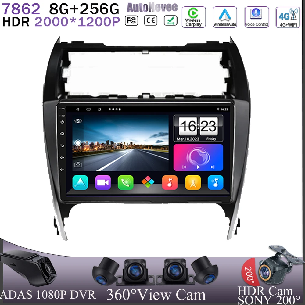 Android 13 Voor Toyota Camry 2012 2013 2014 Carplay Radio 5G Wifi Qled Auto Dvd Cpu Dsp No 2din Multimedia Gps Cpu Hoofd Scherm Gps