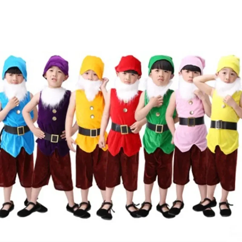 Seven Dwarfs Cosplay Costume para crianças, roupas de carnaval, performance de Natal, Halloween