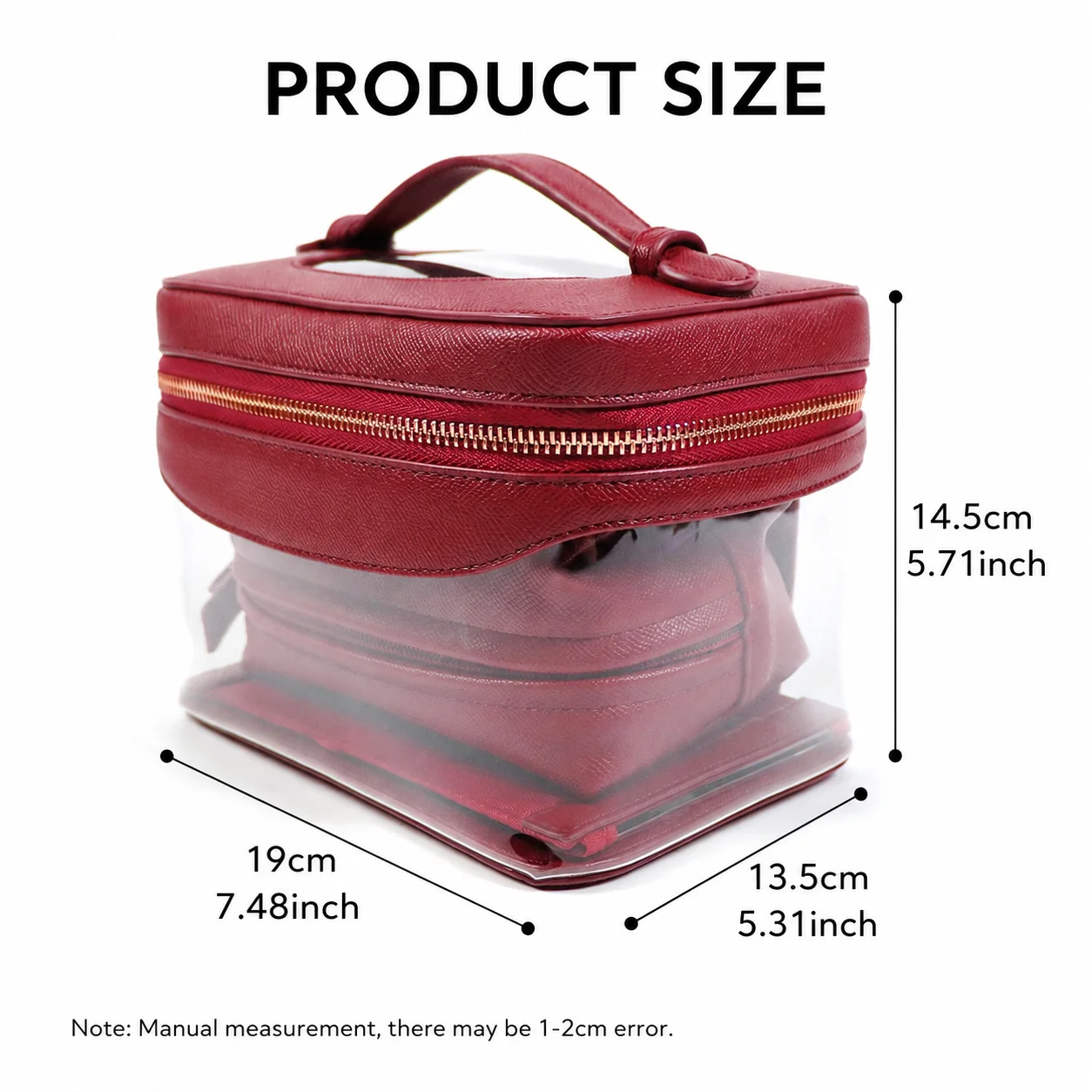 3Pcs Travel Makeup Bag Set, PU PVC Cosmetic Organizer with Brush Pouch, Portable Toiletry Storage Case for Women