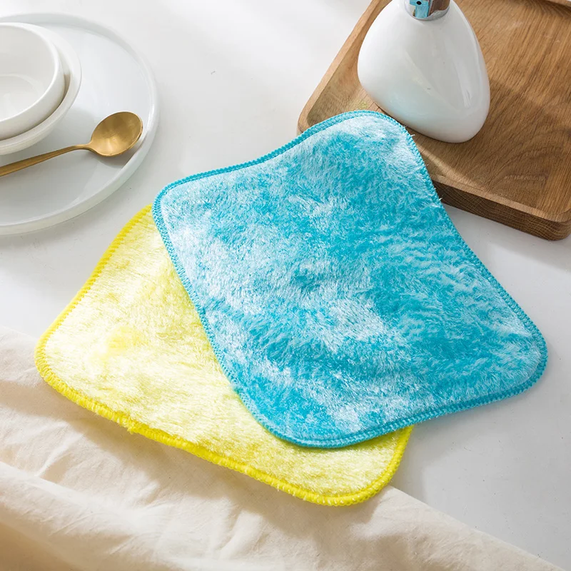 

2 шт. тряпка для мытья посуды из микрофибры, которую нелегко приклеить к маслу, двухслойная тряпка для мытья посуды, удаление масляных пятен, утолщенное водопоглощающее кухонное полотенце, артефакт для чистки, тряпка из бамбукового волокна