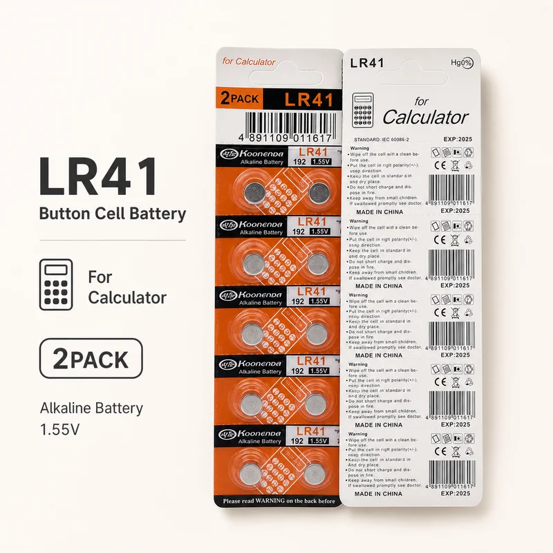 Button Cell Battery AG3 LR41 10-Pack 1.55V Alkaline Coin Cells for Watches, Calculators, Thermometers, Small Electronics