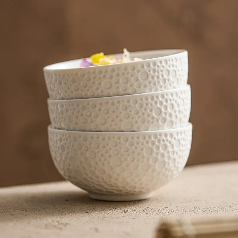 Rock Patterned Ceramic Rice Bowls, Dessert Bowls, Soup Bowls, Irregular Tableware, Dishes, Kitchen Utensils in Restaurants