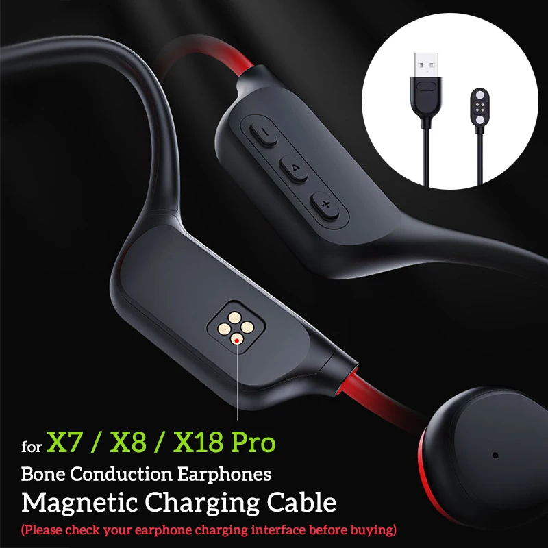 Bone Conduction Earphones Magnetic Charging Cable For X7/X8/X18pro Swimming Headset Charging Cable With Data Transmission