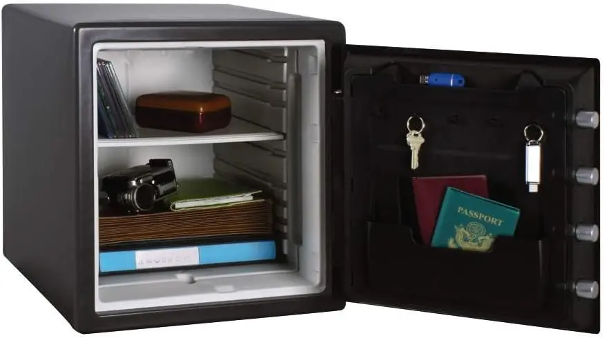 Black Fireproof Safe with Digital Push Button Keypad, Home Safe For Money, Documents, and other Valuables, 1.23 Cubic Feet, SF12