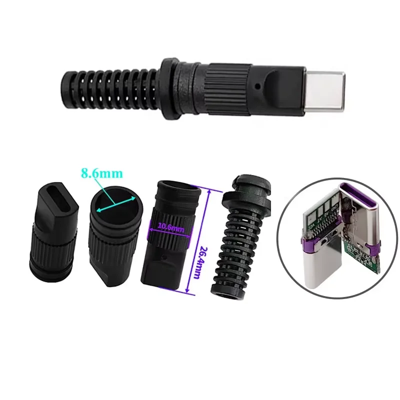 USB 3.1 24Pin Type-C Male 5 Solder Joints For Mobile Phone Fast Charging 3A C TO C With CC Solder Pad Repair DIY Data Plug