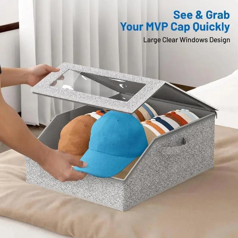 1PC Foldable Zipper Baseball Cap Storage Box Non-woven Dustproof Storage Box Hat Storage Box Wardrobe Storage Boxes Storage