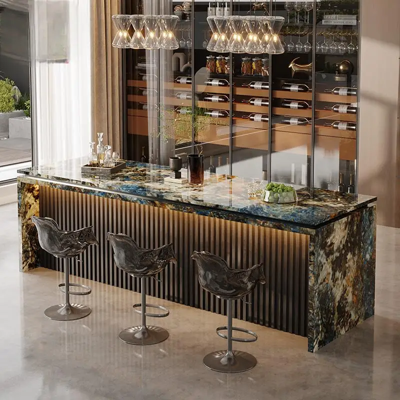 

Luxury Stone Table, Premium Countertop Furniture,Custom Kitchen Island Dining Bar Countertop, Modern Open Kitchen Design