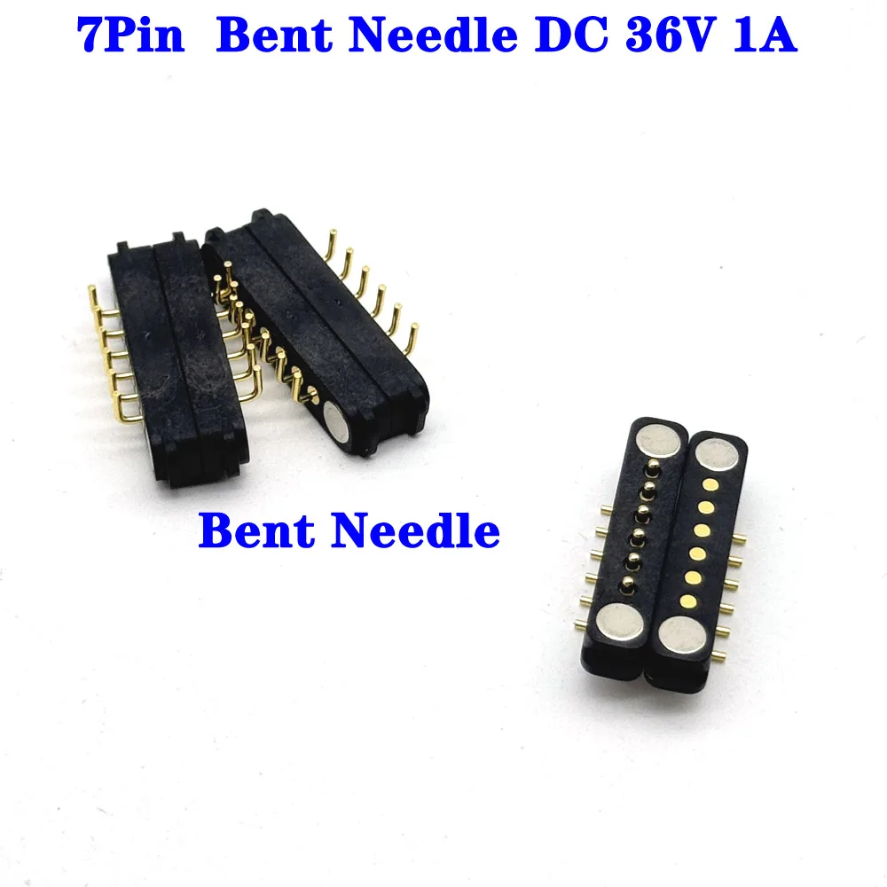 1Pair Bent Needle DC 36V 1A Waterproof Magnetic Pogo Pin Connector 6Pin Pogopin Male FemaleConnector Spring DC Power Socket