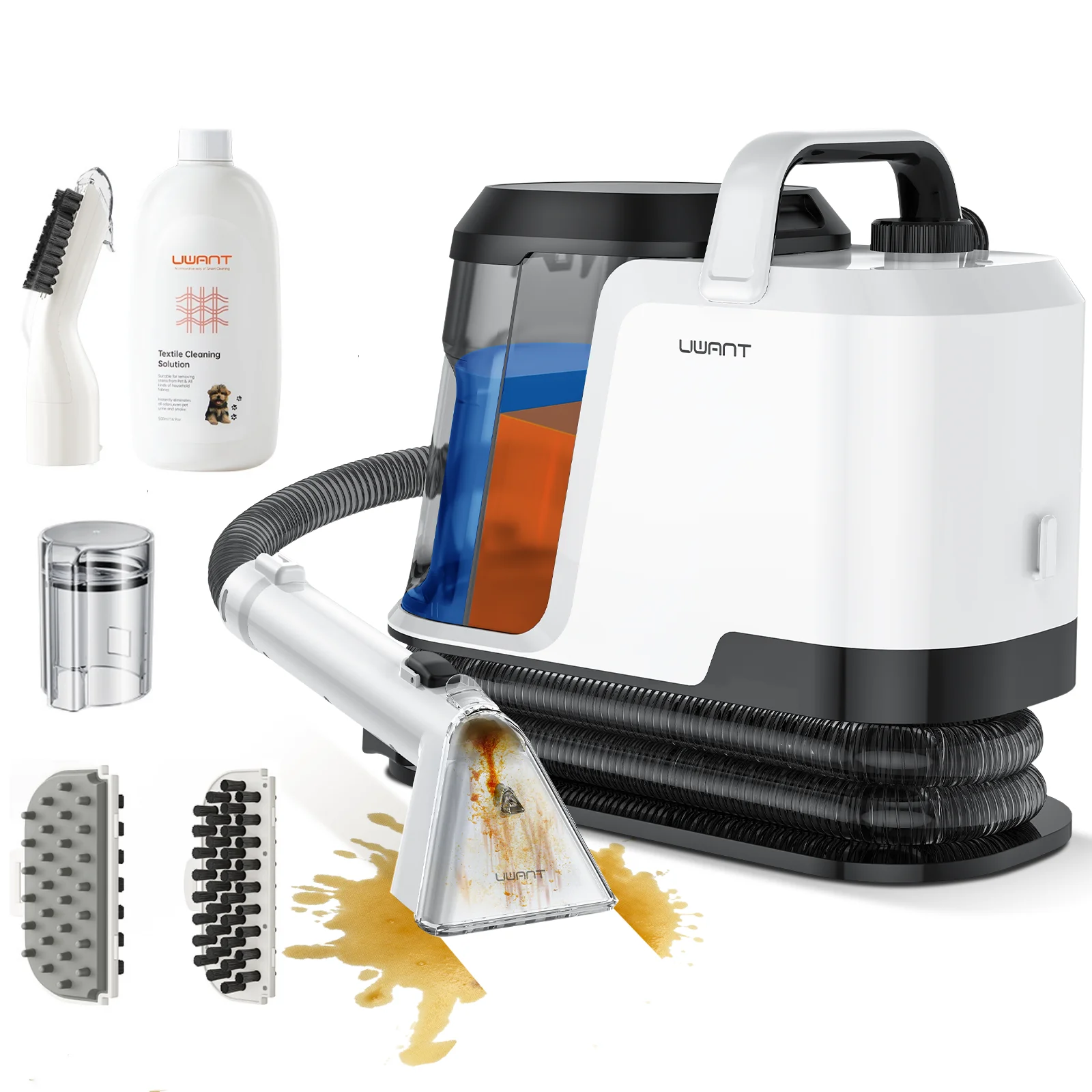 Uwant Y100 18000Pa 600W Przenośna Maszyna do Czyszczenia Dywanów, Duży Zbiornik na Wodę o Pojemności 2,4L, Funkcja Samoczyszczenia, Szczotka z Funkcją Spryskiwania i Odkurzania, Ręczny Odkurzacz do — 2