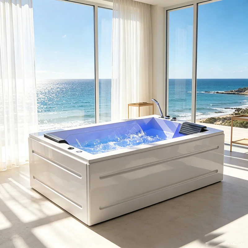 Corner Whirlpool Tub Single Person Acrylic Massage Bathtub Indoor Bathroom Hydrotherapy Spa Tub