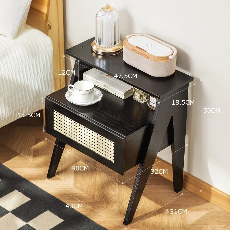 

Minimally modern bamboo bedside table, small storage cabinet, light luxury storage cabinet, bedroom shelf, coffee table