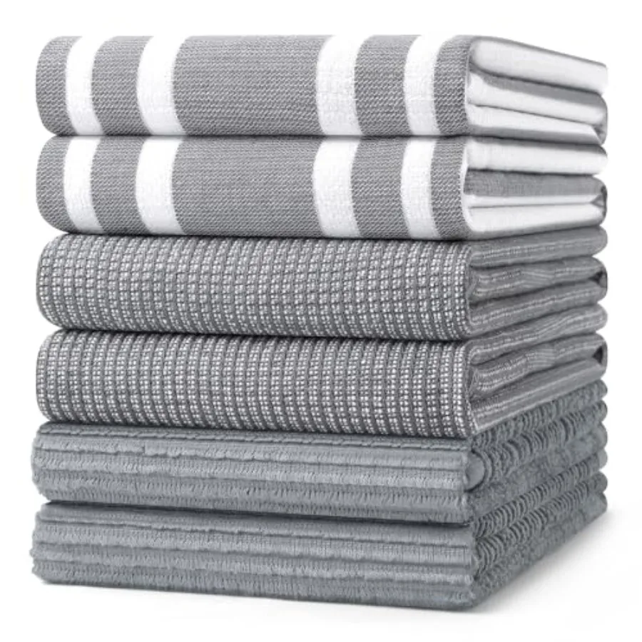 

Premium Kitchen Towels 18 x 28 6 Pack Large Cotton 380 GSM Kitchen Hand Towels Soft and Absorbent Terry Dish Towels Multipurpos