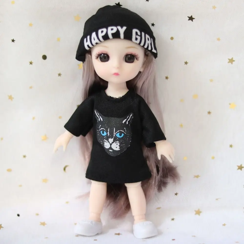 1/12 BJD 인형 옷 포함 13개의 움직이는 관절 미니 소녀 인형 옷과 신발 포함 파란 눈