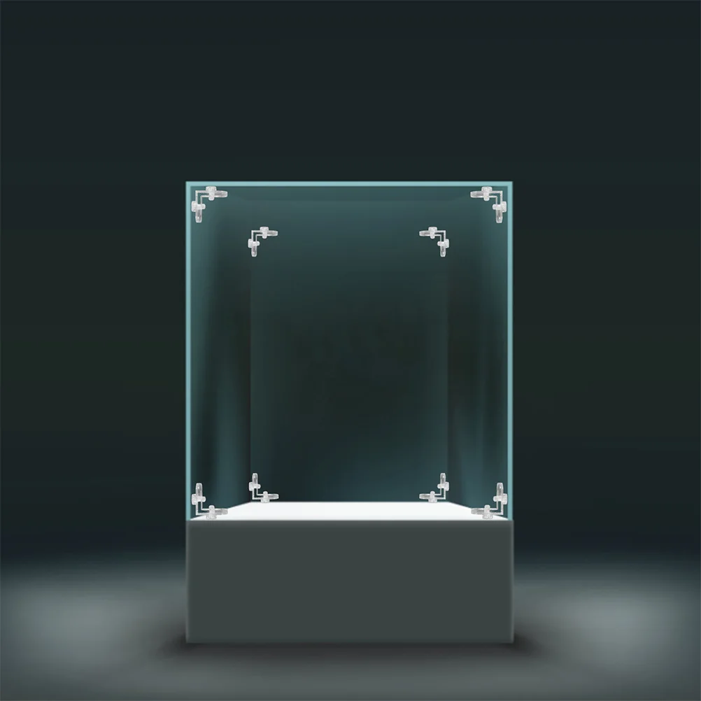 

12Sets Transparent Acrylic Corner Brackets Clear Reinforcement for Display Boxes Storage Install Corner Fixing Clip