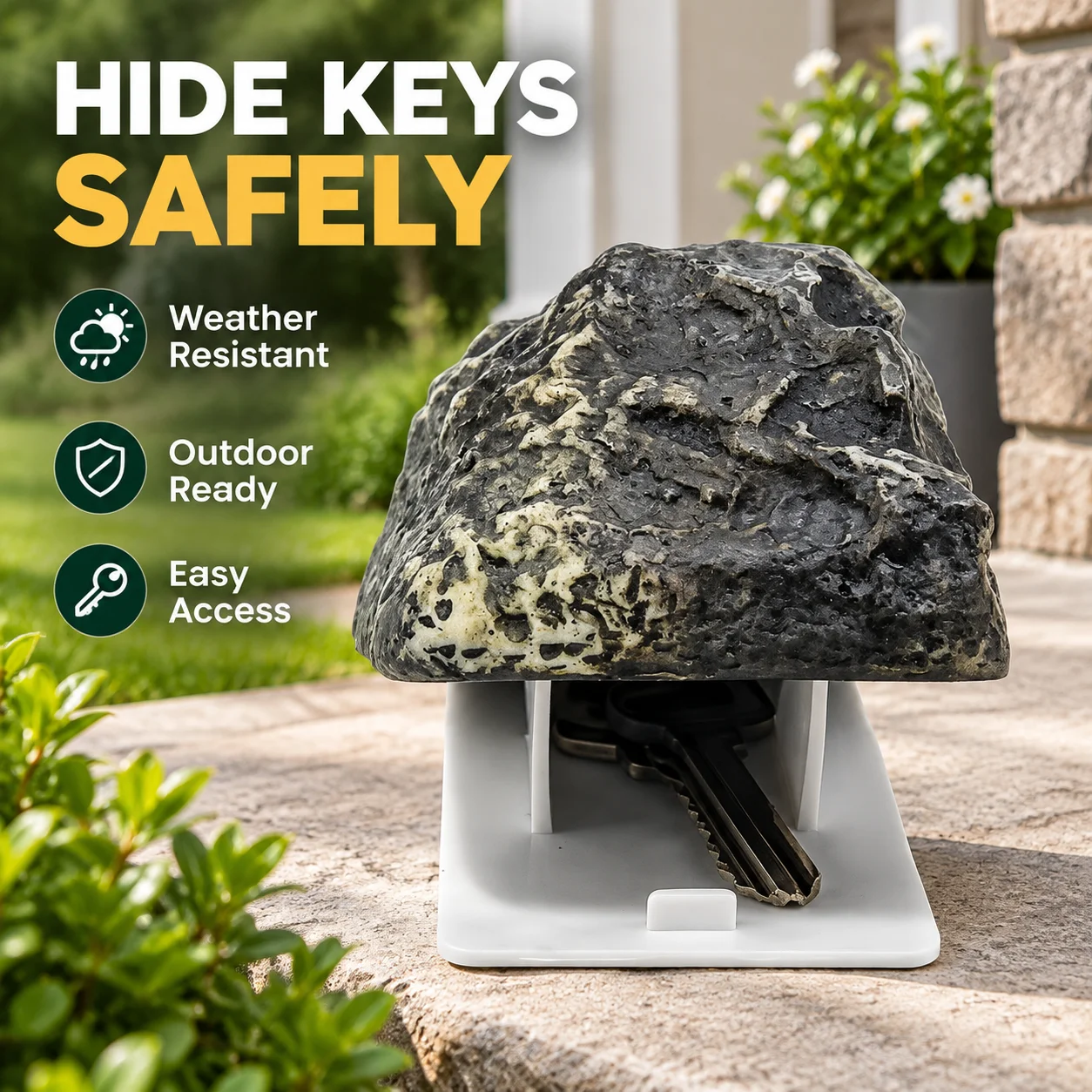 Polyresin Fake Rock Key Hider Waterproof Outdoor Spare Key Storage Box for Garden Yard Porch
