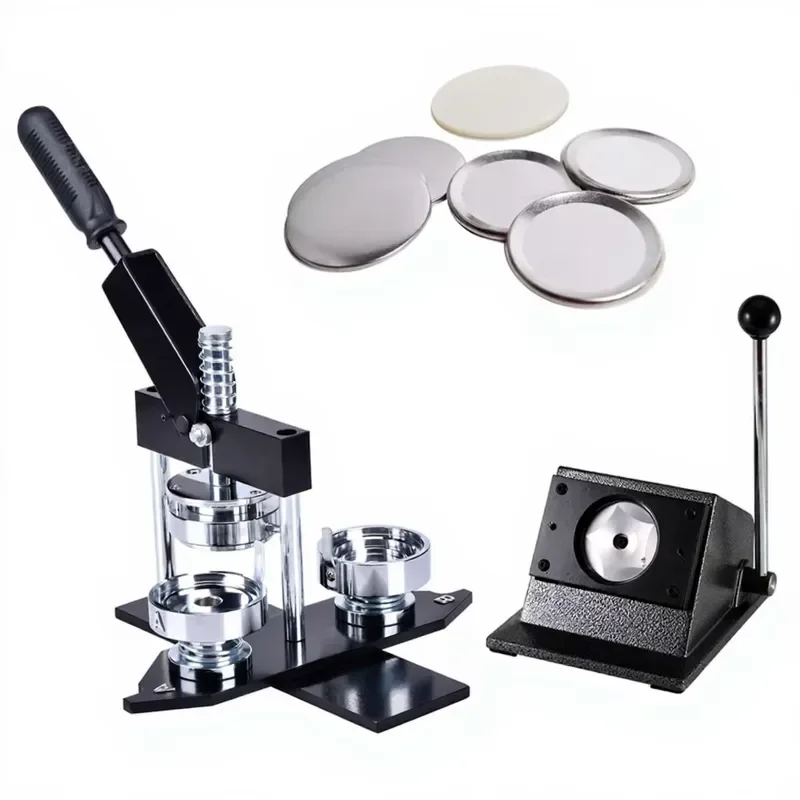32mm 44mm Button Maker Kit with Metal Cutter Tinplate Badge Press Machine DIY Pin Backing Tool for Custom Logo Craft Supplies