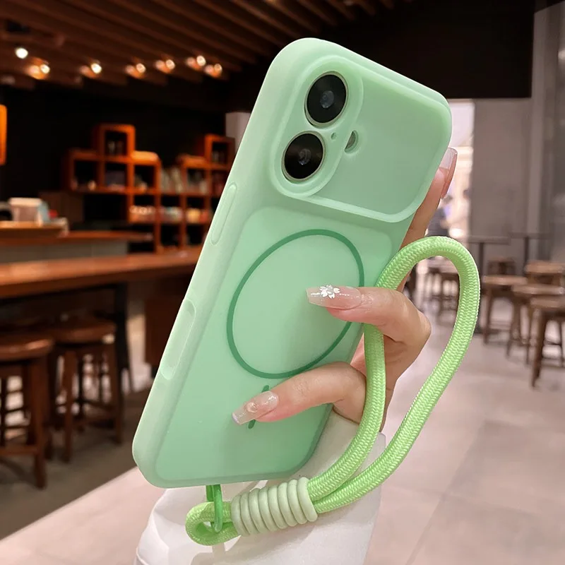 Luxuriöse Flüssig-Magnet-Handyhülle für iPhone 17 16 15 14 13 18 Pro Max für Magsafe, matte Linsenschutzfolie mit Trageband, weiche Hülle – Detail 10
