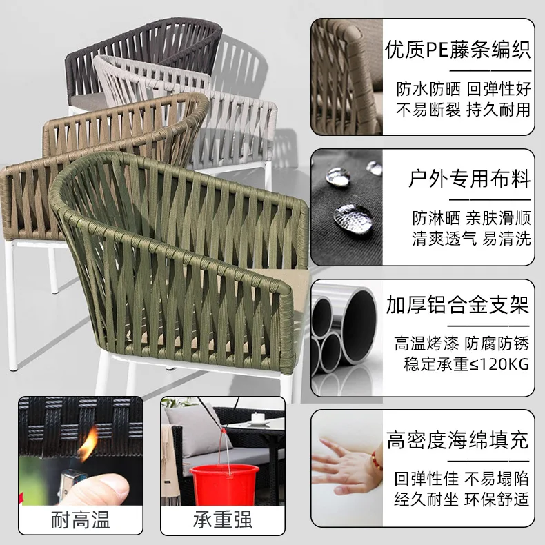 Wholesale outdoor bar table and chair combination household high bar stool three-piece set with backrest balcony rattan bar chai