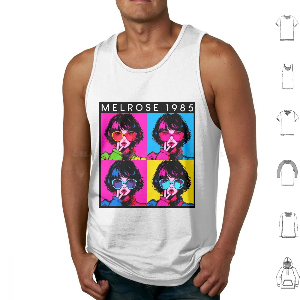 Melrose 1985 Camisetas sin mangas Estampado Algodón Melrose 1985 Melrose Avenue 1985 Pop Art Cool Girl Hollywood Los Ángeles Melrose Nuevo