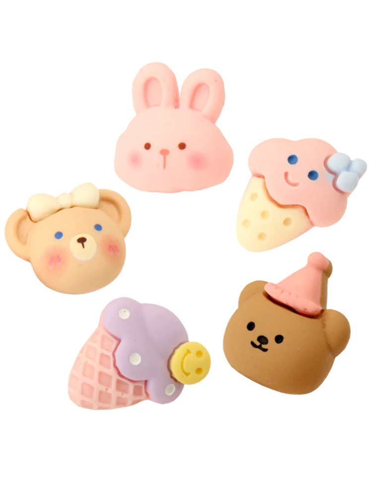 Bear Rabbit Ice Cream Buttons for Clothing Children Kids Sewing Cute Button Baby 6 Pieces Resin Shank Button