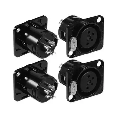 

4pcs Xlr Interface Microphone Female Panel Connector 4 Pin Plating Copper Audio Speaker Panel Mount Durable Sturdy Signal