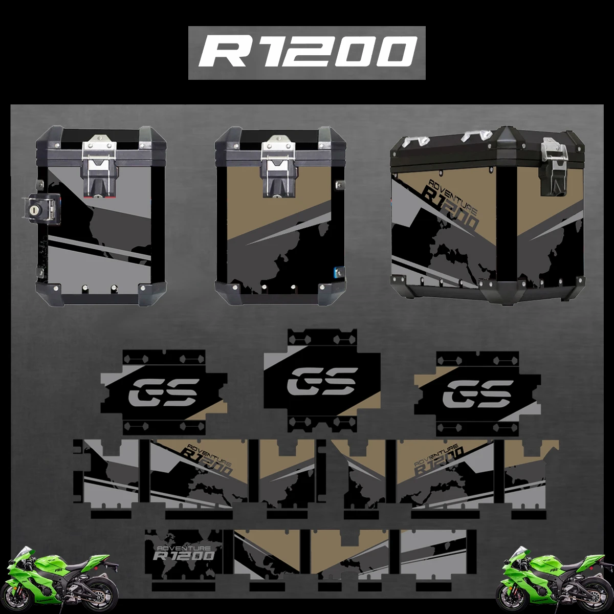 Motorcycle Stickers For BMW R1200GS R1200 GS 2004-2023 2022 2021 ADV Decorative Alloy Box Sticker Decal Set aluminium pannier