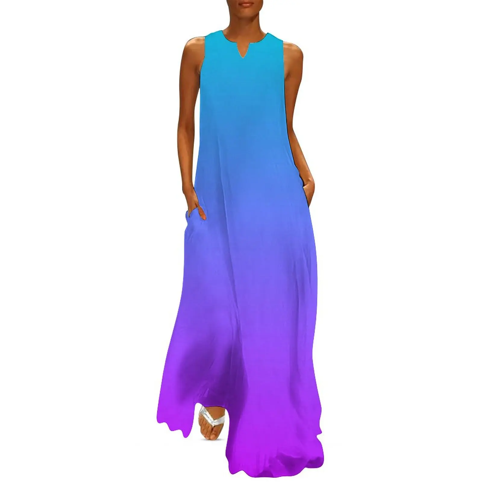 

Neon Blue & Purple Gradient Long Dress clothes long dress women Dresses for wedding party