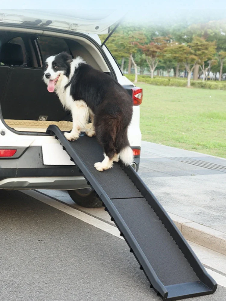 Folding Portable Dog Ramps PVC Frosted Anti Slip Dog Ramps Foldable PP Material Dogs Ramp Stairs Outdoor Large Pets Stair Car