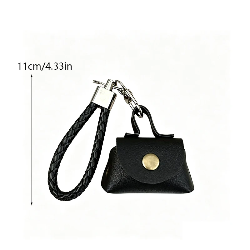 Versatile Mini Handbag Keychain with PU Leather Woven Rope for Coin Purses Fashion Creative Accessory Charm Pendant