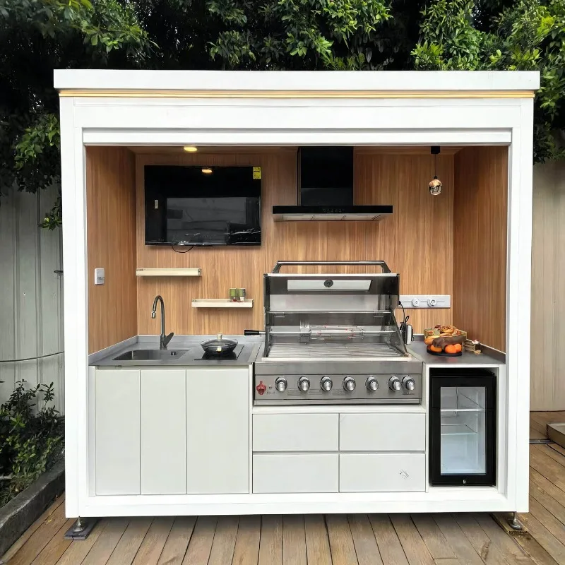 Electric courtyard garden camping outdoor console with storage grill