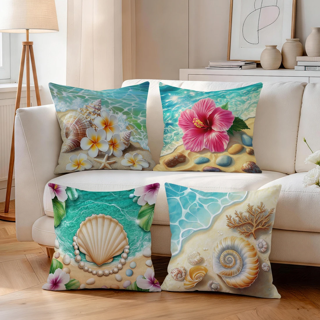 1pcs/4pcs Tropical Beach Cushions Pillowcase Polyester Cushion Cover Throw Pillow Pillowcover Home Car Sofa Decor