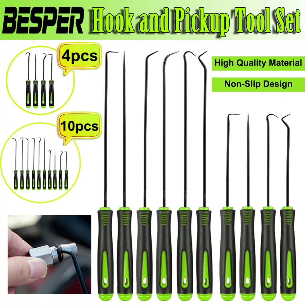 4/10PCS Precision Pick and Hook Set Automotive Oil Seal O-Ring Remover Tool with Comfort Grip Handles for Auto Repair