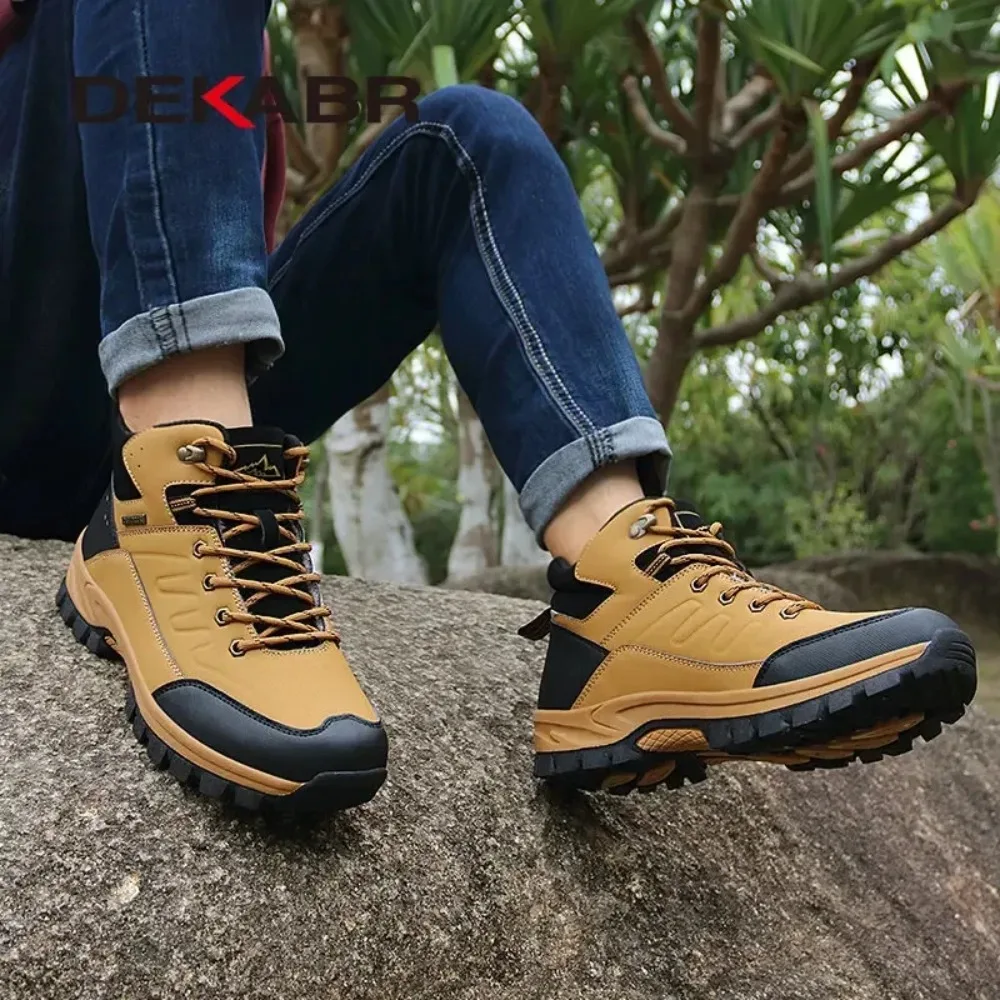 

2026 Brand Winter Men Snow Boots Warm Plush Men's Boots Waterproof Leather Ankle Boots Top Quality Non-slip Men's Hiking Boots