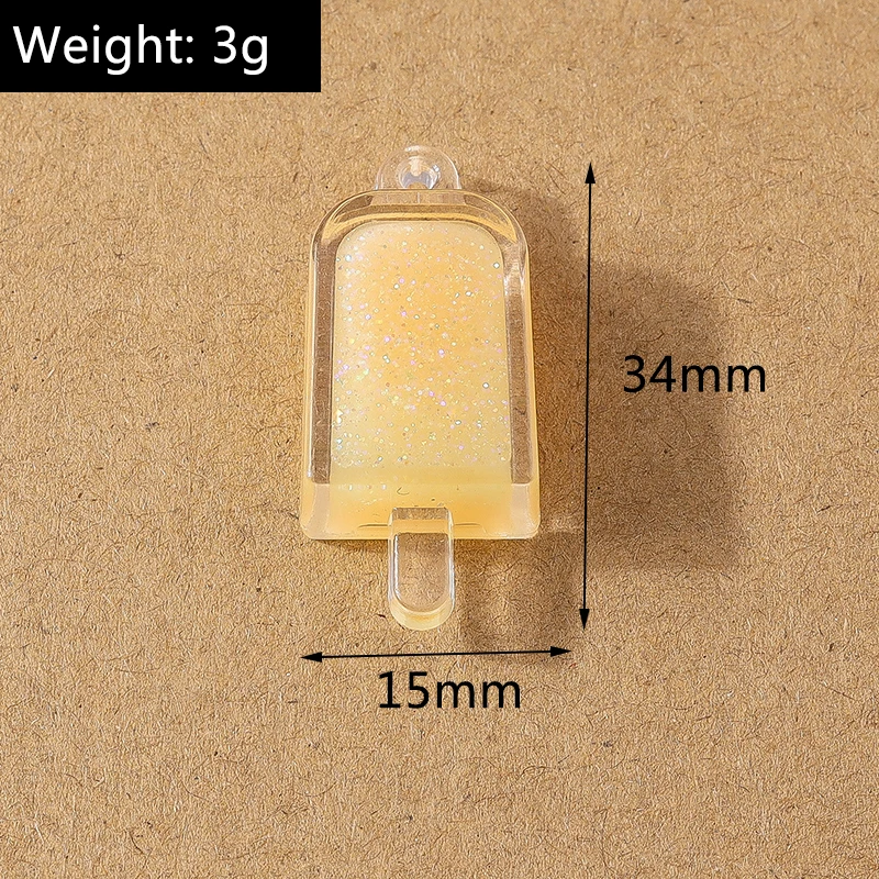 10pcs 34*15mm Resin Simulation Ice Cream Pendants Charms for Jewelry Making Necklace Earrings DIY Bracelet Accessories Supplies