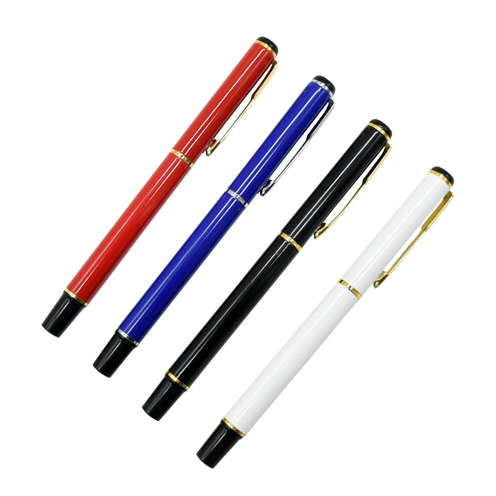 1+4Pcs/Set Office A Pen Metal Ballpoint Pen With Refill Gift Stationery Core Automatic BallPen For School Office Ink Blue Black