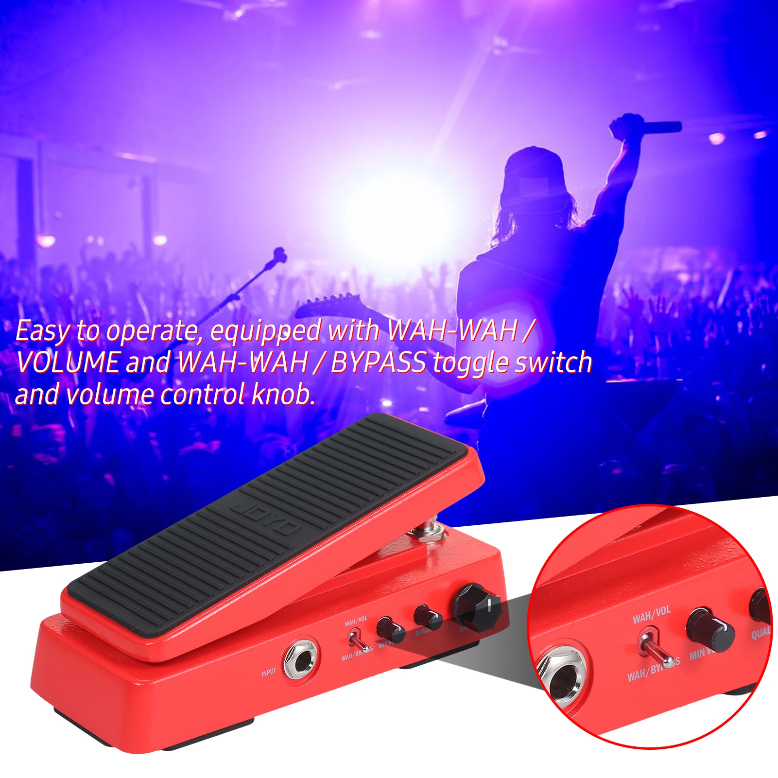 Effect Pedal with Adjustable Tones and Volumes Wah-Wah Pedal for Electric Guitar Players Musical 2-In-1 Electric Guitar Tones