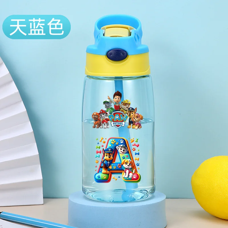 Vaso de Plástico Portátil de Gran Capacidad de Paw Patrol, Taza Deportiva con Pajita de Chase y Skye, Botella de Agua de Dibujos Animados, Regalo