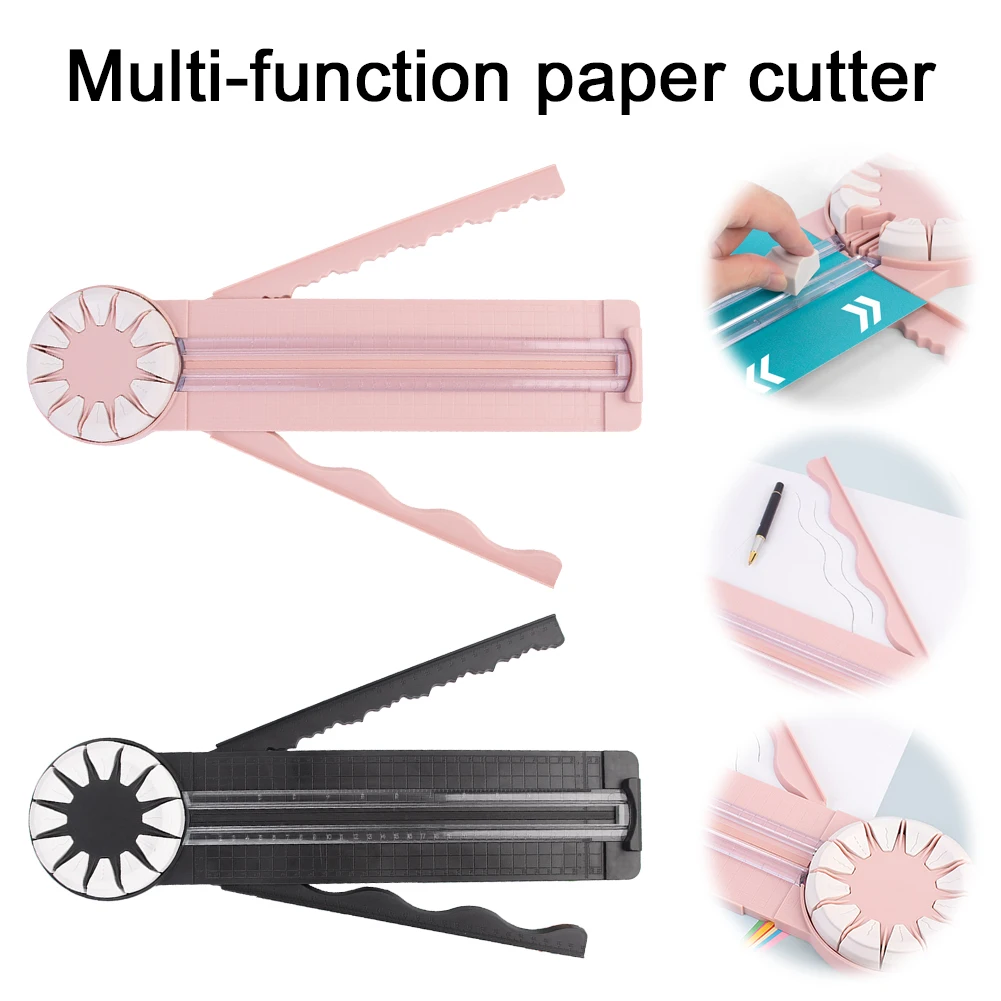 12 in 1 Rotary Paper Trimmer Scrapbooking Tool Sliding Guillotine Craft Zig Zag Trimmer Hand-Cutting Paper Trimmer for Cardstock