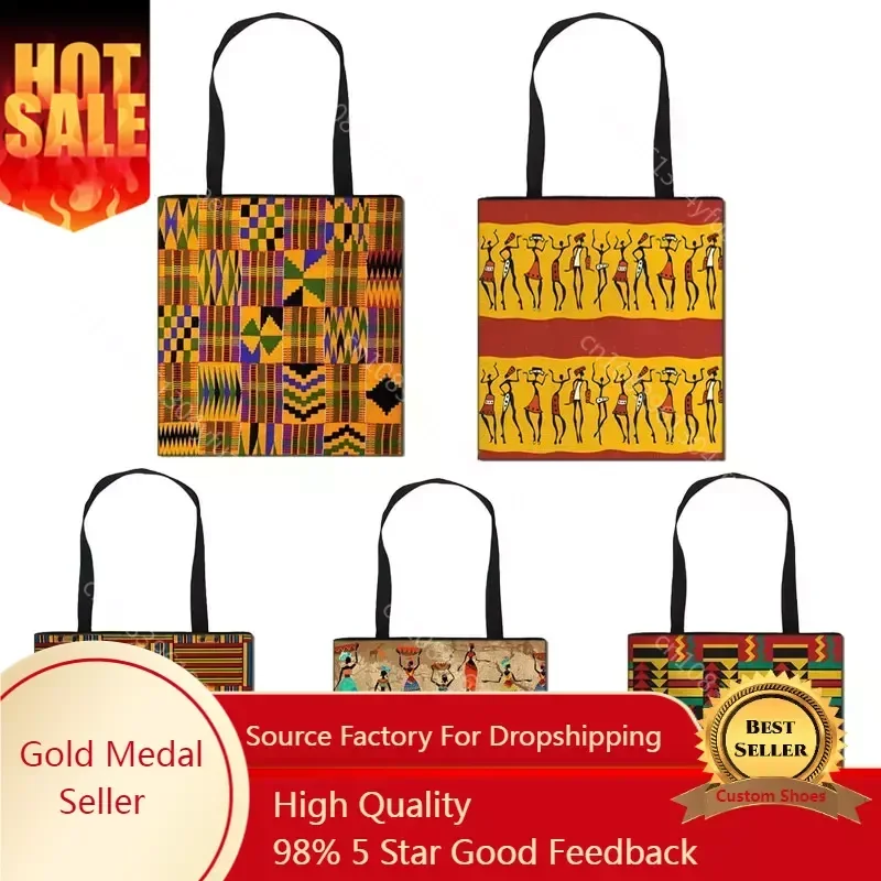 African Women Style Shopping Bag Latina Afro Ladies Traditional Printing Handle Bags for Females Handbag Girls Shoulder Tote Bag