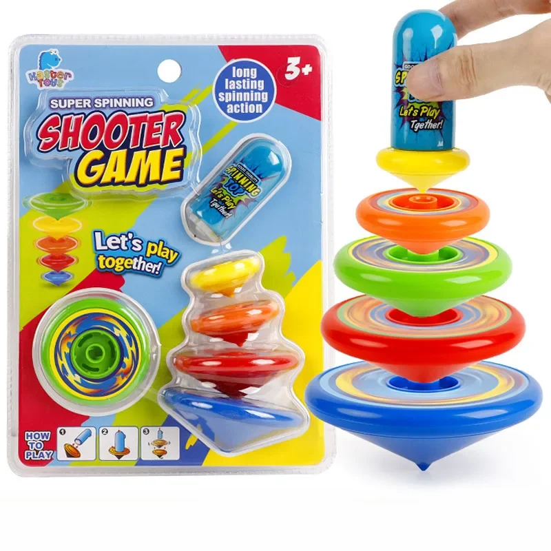 Rotary Gyro Supper Spinning Shooter Game Long Lasting Spinning Top Children's Hand Rotation Luminous Superimposed Battle Toy