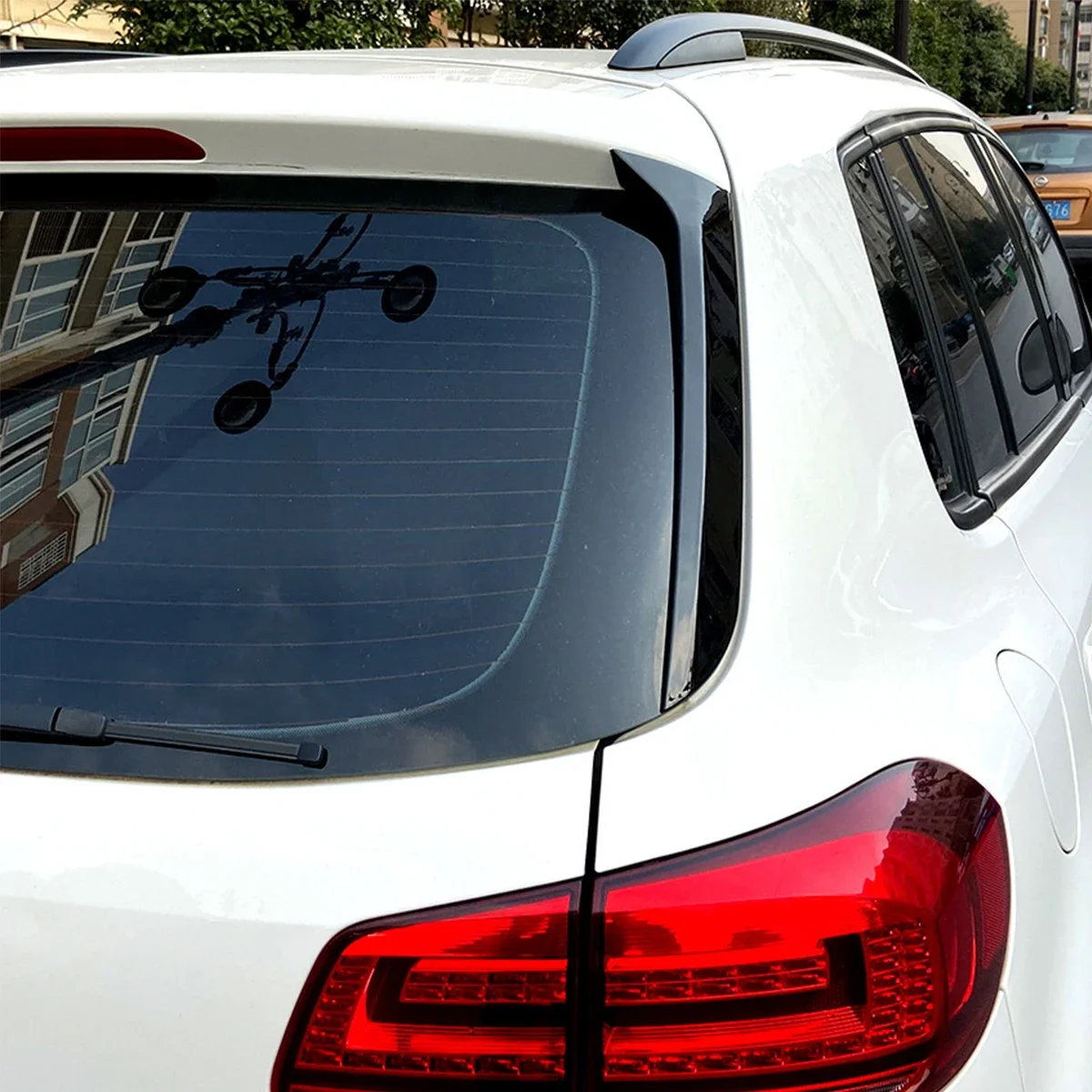 Car Rear Window Side Spoiler Wing Splitter ABS Gloss Black For Volkswagen Tiguan MK1 2007 2008 2009 2010-2016