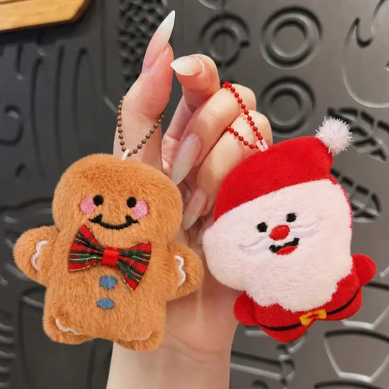 Cute Stars Plush Christmas Keychain Girls Fluffy Soft Cute Backpack Bag Pendant Practical Key Chain Charms Keyrings Gifts