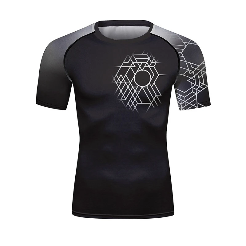 

Men Muay Thai T-Shirts Print Compression Sports Shirts for Men Mma Bjj Jiu Jitsu Rashguard Running Boxing Gym Short Sleeve Tops