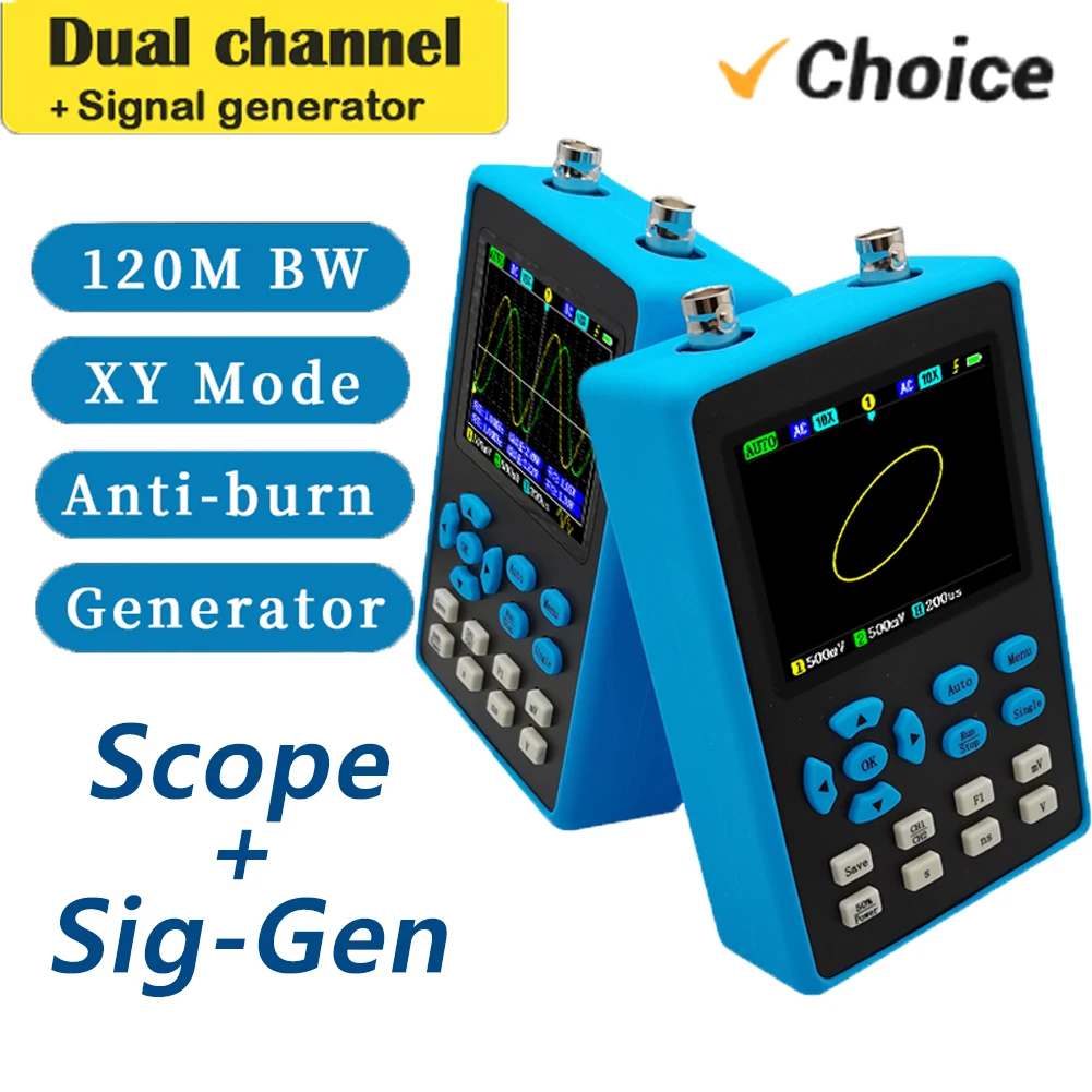 120M Bandwidth DSO2512G Portable Dual Channel Digital Oscilloscope 10mV Minimum Vertical Sensitivity FFT Spectrum Analysis Tool