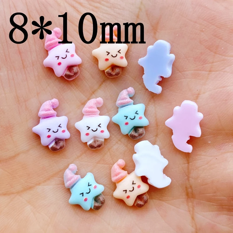 50pcs 3D Charms Kawaii Cartoon Star Nail Rhinestones Gems Glitter Acrylic Nail Art Jewelry Manicure Nail Decoration Accessories